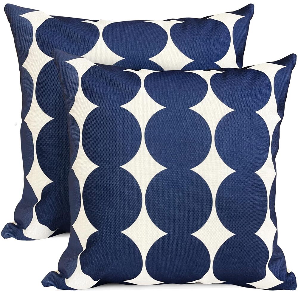 4097 Decorative Throw Pillow Covers Set of 2 Blue Fashion Polka dot Pillow